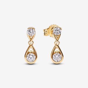 14k Gold Pandora Infinite Lab-grown Diamond Double Drop Earrings | 0.50 Carat Total Weight / 14k Gold Lab Grown Diamond Earrings | 647-BYIKML