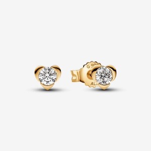 14k Gold Pandora Talisman Lab-grown Diamond Heart Earrings | 0.30 Carat Total Weight / 14k Gold Lab Grown Diamond Earrings | 721-PKRMEQ