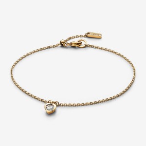 14k Gold Pandora Talisman Lab-grown Diamond Heart Chain Bracelet | 0.25 Carat Total Weight / 14k Gold Lab Grown Diamond Bracelets | 160-EJVWKY