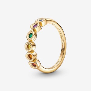 14k Gold-plated unique metal blend Pandora Marvel The Avengers Infinity Stones Ring Statement Rings | 032-UBOMGI