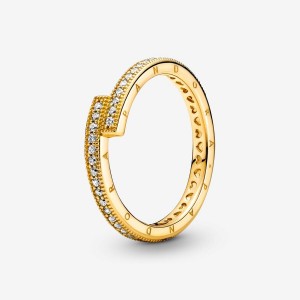 14k Gold-plated unique metal blend Pandora Sparkling Overlapping Ring Stackable Rings | 325-NPRYXU