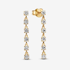14k Gold-plated unique metal blend Pandora Sparkling Stones Drop Earrings Drop Earrings | 475-SXOAEQ