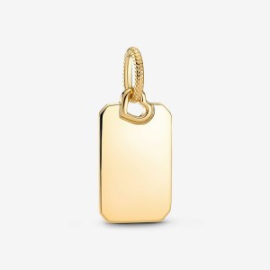 14k Gold-plated unique metal blend Pandora Engravable Rectangle Tag Pendant Necklaces | 267-RXBLAP