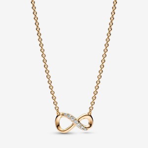 14k Gold-plated unique metal blend Pandora Sparkling Infinity Collier Necklace Pendant Necklaces | 936-SGZTWE