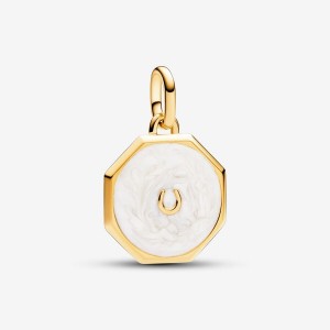 14k Gold-plated unique metal blend Pandora Pandora ME Lucky Horseshoe Medallion Charm Charms | 684-NLQDEK