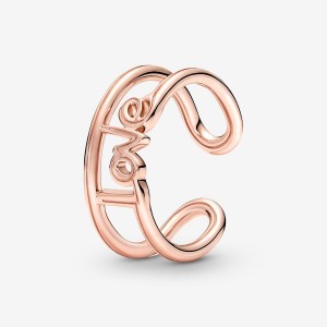 14k Rose gold-plated unique metal blend Pandora Pandora ME Love Open Ring Statement Rings | 650-FTGYWD