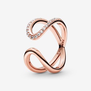 14k Rose gold-plated unique metal blend Pandora Wrapped Open Infinity Ring Statement Rings | 475-WPCHIA
