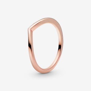 14k Rose gold-plated unique metal blend Pandora Polished Wishbone Ring Stackable Rings | 235-SVGIOJ