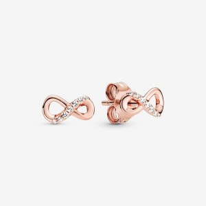14k Rose gold-plated unique metal blend Pandora Sparkling Infinity Stud Earrings Stud Earrings | 743-GBJTDS