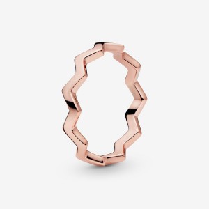 14k Rose gold-plated unique metal blend Pandora Polished Zigzag Ring Stackable Rings | 597-MSJUVQ