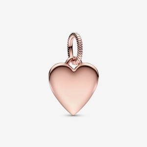 14k Rose gold-plated unique metal blend Pandora Engravable Heart Tag Pendant Necklaces | 527-JDCBHU