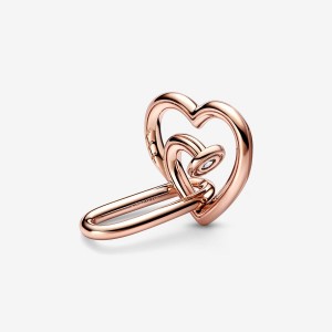 14k Rose gold-plated unique metal blend Pandora Pandora ME Styling Nailed Heart Double Link Styling Connectors | 526-MWPHVL