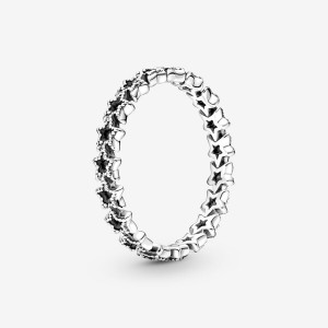 Sterling Silver Pandora Band of Asymmetric Stars Ring Band Rings | 715-WJYVRE