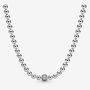 Sterling Silver Pandora Beads & Pavé Necklace Pendant Necklaces | 730-NWIPRT