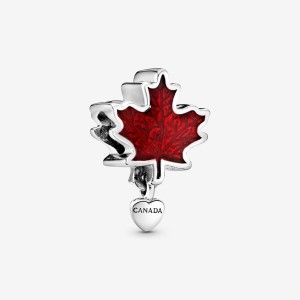 Sterling Silver Pandora Canada Red Maple Leaf Charm Charms | 508-QFIYAS