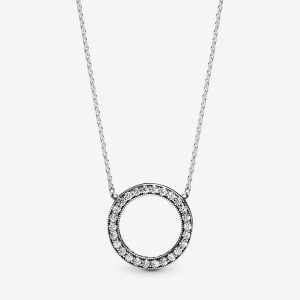 Sterling Silver Pandora Circle of Sparkle Necklace Pendant Necklaces | 204-LOHRKA