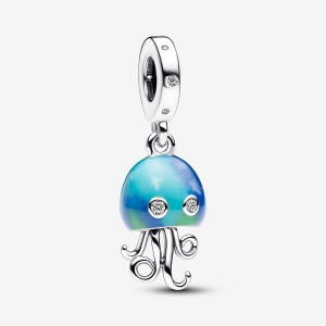 Sterling Silver Pandora Color-changing Jellyfish Dangle Charm Charms | 429-USLERW