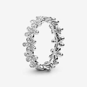 Sterling Silver Pandora Daisy Flower Ring Band Rings | 692-BQCFMG
