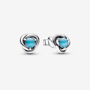 Sterling Silver Pandora December Turquoise Blue Eternity Circle Stud Earrings Stud Earrings | 780-XUWAHS