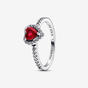 Sterling Silver Pandora Elevated Red Heart Ring Statement Rings | 176-NUBSEW