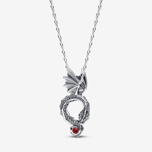 Sterling Silver Pandora Game of Thrones Dragon Pendant Necklace Pendant Necklaces | 109-VFPRZY