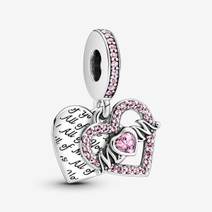 Sterling Silver Pandora Heart & Mom Dangle Charm Charms | 549-MQEBCT
