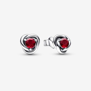 Sterling Silver Pandora July True Red Eternity Circle Stud Earrings Stud Earrings | 614-KJDNMB
