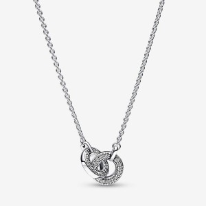 Sterling Silver Pandora Pandora Signature Intertwined Pavé Pendant Necklace Pendant Necklaces | 579-LYHABS