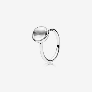 Sterling Silver Pandora Poetic Droplet Ring - Clear CZ Cubic Zirconia Statement Rings | 645-AEBQZP