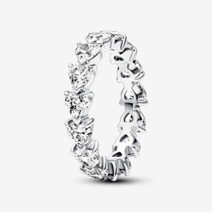 Sterling Silver Pandora Row of Hearts Eternity Ring Heart & Promise Rings | 685-SZGFPY