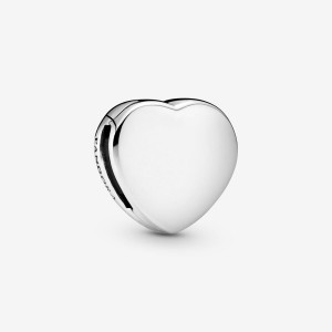 Sterling Silver Pandora Simple Heart Clip Charm Clips & Spacers | 362-UQFEDZ