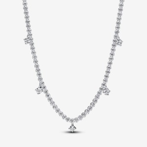 Sterling Silver Pandora Sparkling Drop Collier Necklace Pendant Necklaces | 539-VRAUFO