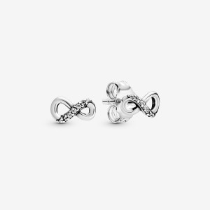 Sterling Silver Pandora Sparkling Infinity Stud Earrings Stud Earrings | 023-WQUTZO