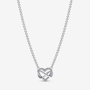 Sterling Silver Pandora Sparkling Infinity Heart Collier Necklace Pendant Necklaces | 615-XPEFHL