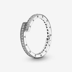Sterling Silver Pandora Sparkling Overlapping Ring Band Rings | 028-CHUZPG