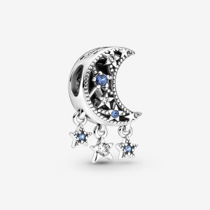 Sterling Silver Pandora Star & Crescent Moon Charm Charms | 465-DMILRJ