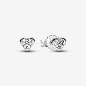 Sterling Silver Pandora Talisman Lab-grown Diamond Heart Earrings | 0.30 Carat Total Weight / Sterling Silver Lab Grown Diamond Earrings | 789-OVLKNA