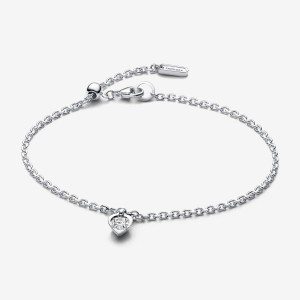 Sterling Silver Pandora Talisman Lab-grown Diamond Heart Chain Bracelet | 0.25 Carat Total Weight / Sterling Silver Lab Grown Diamond Bracelets | 982-ECMJLH