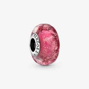 Sterling Silver Pandora Wavy Fancy Pink Murano Glass Charm All Pandora Moments | 697-TYNXUA