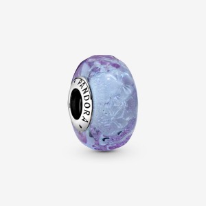 Sterling Silver Pandora Wavy Lavender Murano Glass Charm All Pandora Moments | 630-CZTIMK