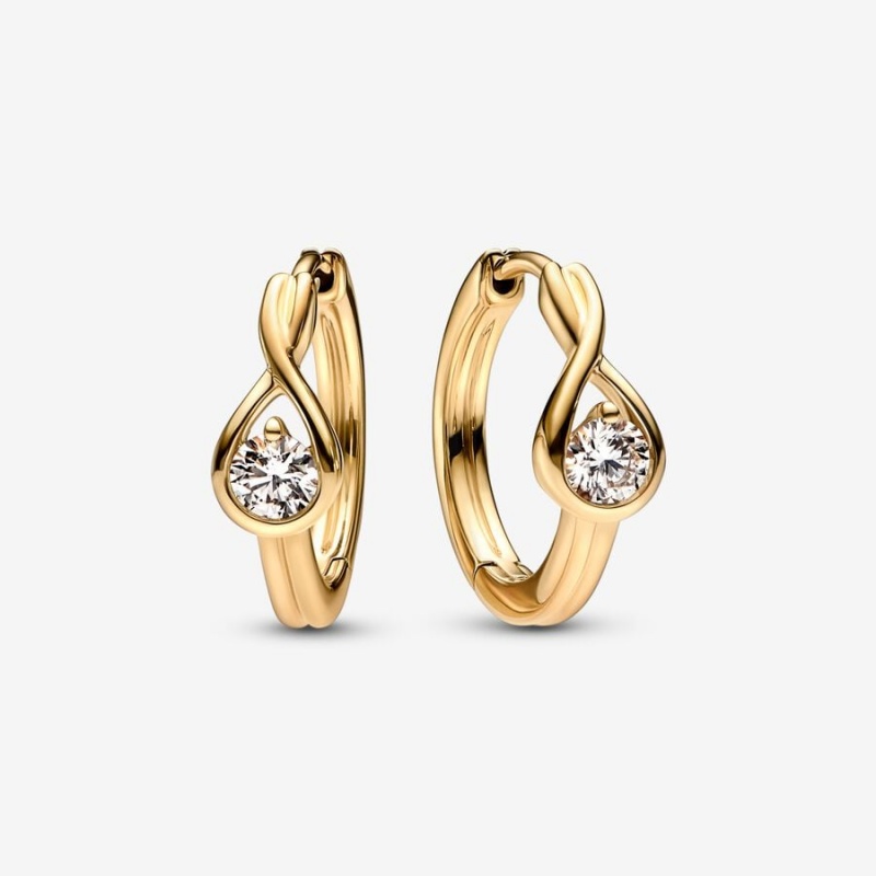 14k Gold Pandora Infinite Lab-grown Diamond Hoop Earrings | 0.50 Carat Total Weight / 14k Gold Lab Grown Diamond Earrings | 932-SIAQXG