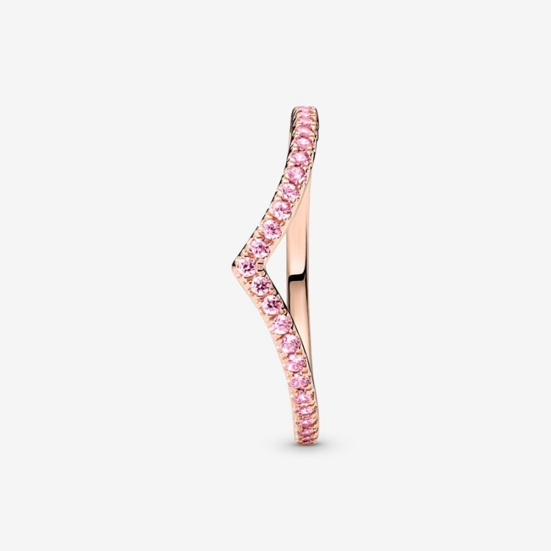14k Rose gold-plated unique metal blend Pandora Pandora Timeless Wish Sparkling Pink Ring Stackable Rings | 871-ZJAVND