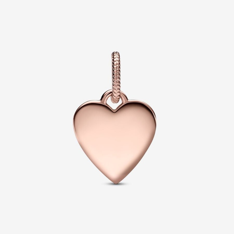 14k Rose gold-plated unique metal blend Pandora Engravable Heart Tag Pendant Necklaces | 527-JDCBHU