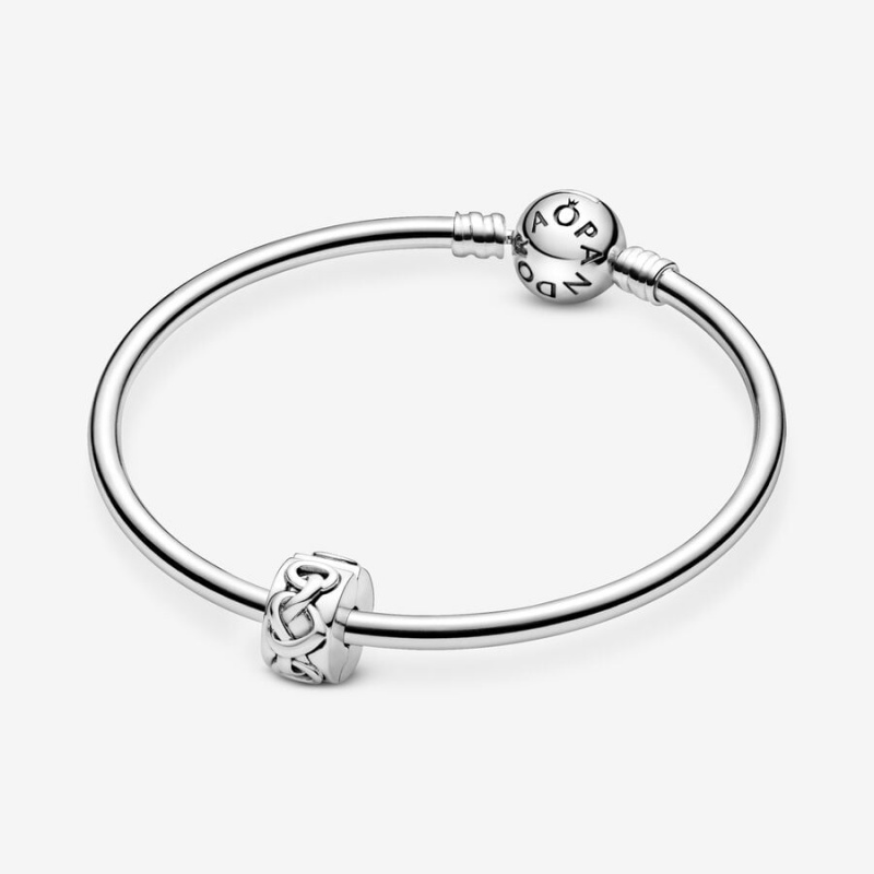 Sterling Silver Pandora Knotted Hearts Clip Charm Clips & Spacers | 356-UXLABE