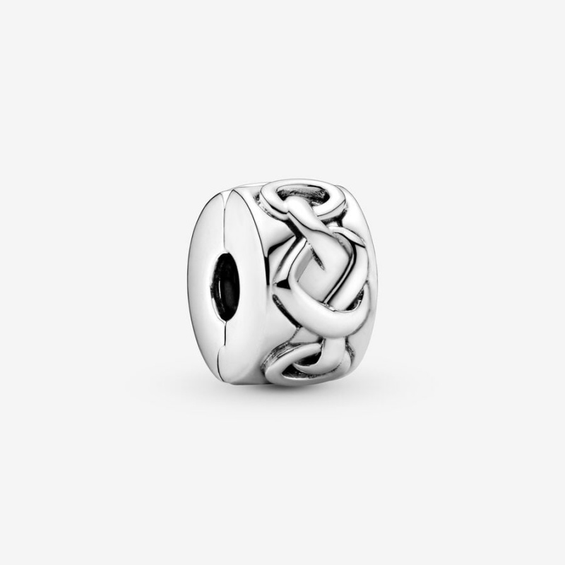 Sterling Silver Pandora Knotted Hearts Clip Charm Clips & Spacers | 356-UXLABE