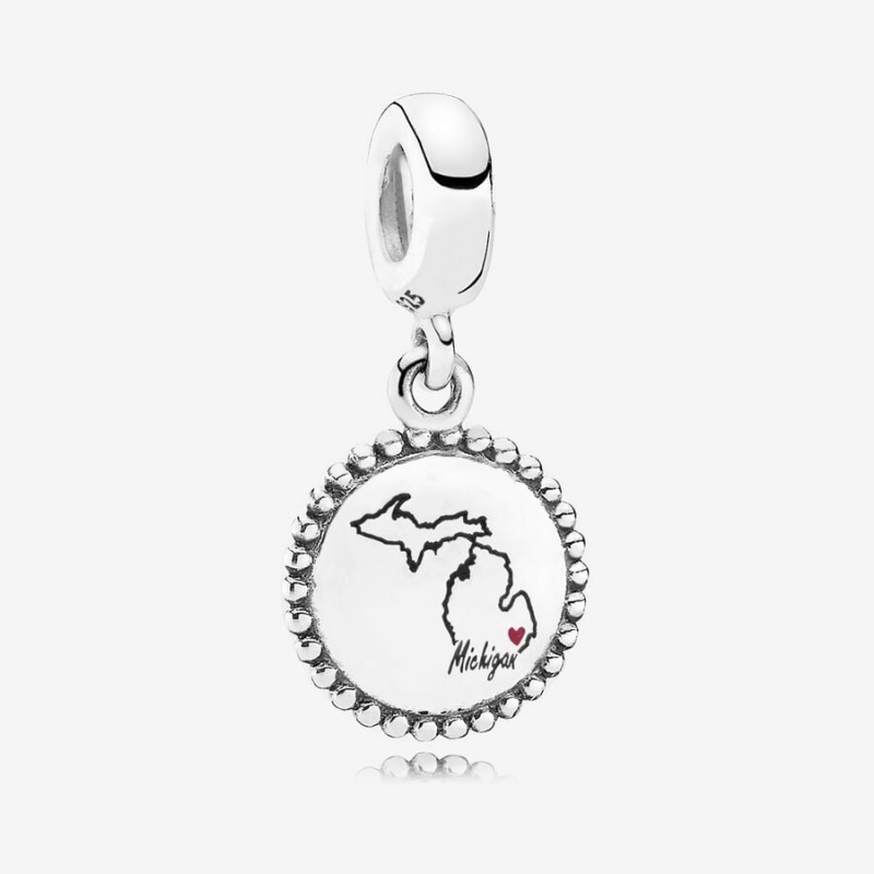 Sterling Silver Pandora Michigan State Heart Charm City and State Charms | 713-ZIXAON