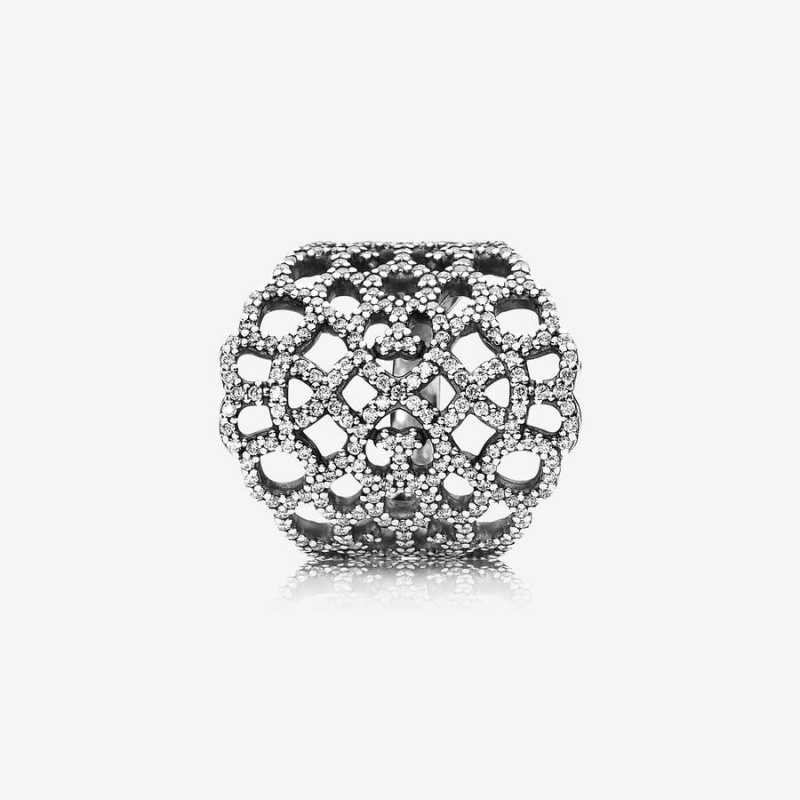 Sterling Silver Pandora Shimmering Lace Ring - Clear CZ Cubic Zirconia Other | 809-UTPYKS