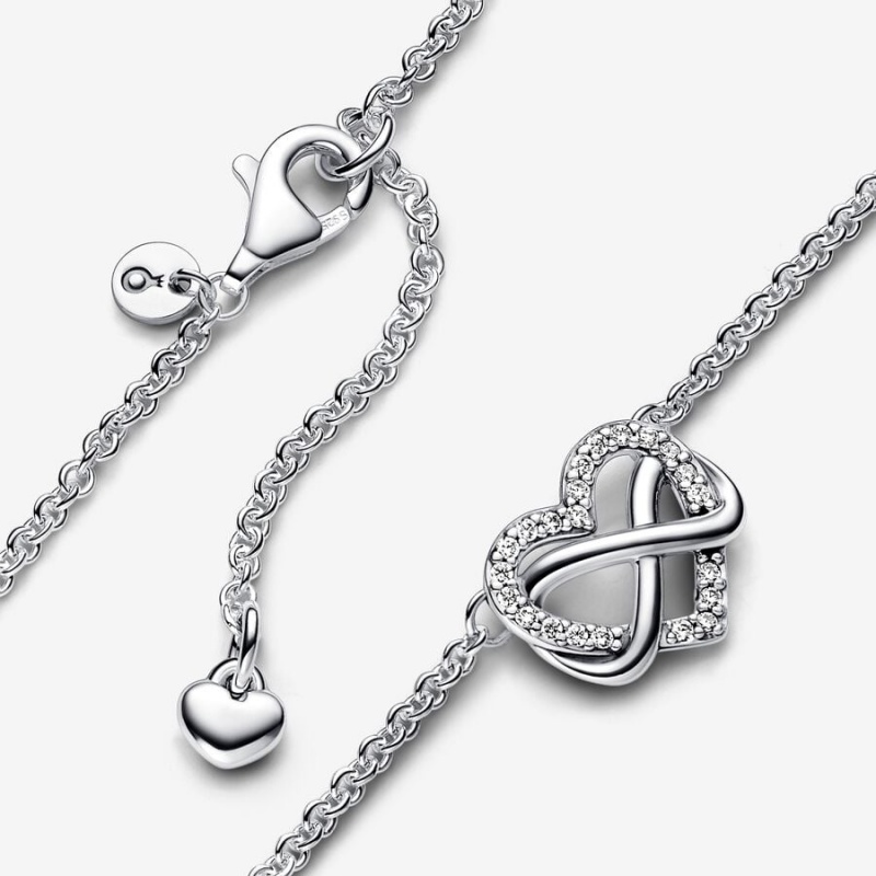Sterling Silver Pandora Sparkling Infinity Heart Collier Necklace Pendant Necklaces | 615-XPEFHL